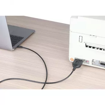 Manhattan καλώδιο μετατροπέα USB-C σε σειριακό, 1m, βύσμα αρσενικό σε βύσμα αρσενικό, Σειριακό/RS232/COM/DB9, chip Prolific PL2303GT, μαύρο καλώδιο, τρία χρόνια εγγύηση