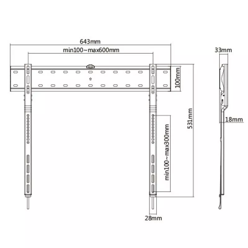 Techly ICA-PLB 736F Βάση τοίχου TV 2,03 m (80 ίντσες) μαύρη