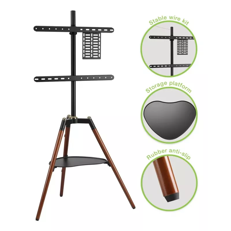 Techly ICA-TR58 Βάση/βάση στήριξης TV 165,1 cm (65 ίντσες) μαύρο, ξύλο