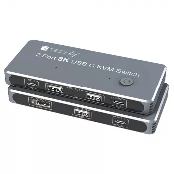 Techly IDATA KVM-DPC8K Διακόπτης KVM γκρι