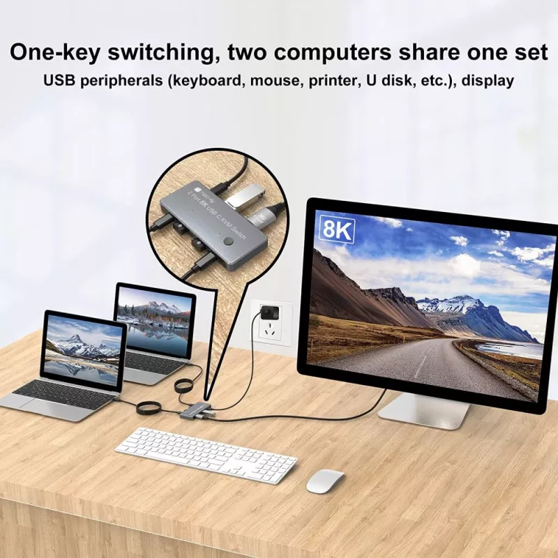 Techly IDATA KVM-DPC8K Διακόπτης KVM γκρι