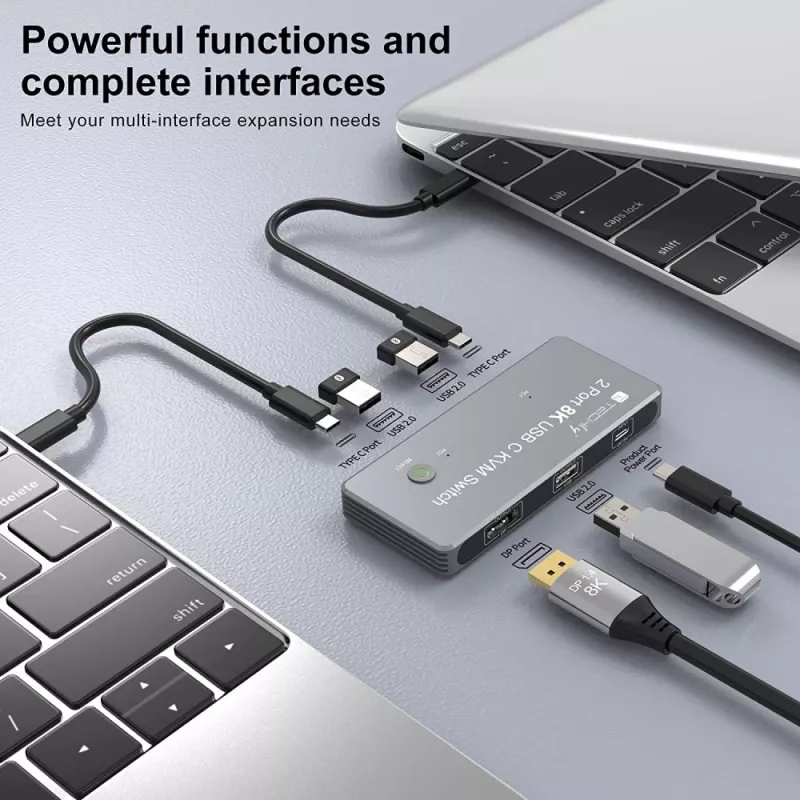Techly IDATA KVM-DPC8K Διακόπτης KVM γκρι