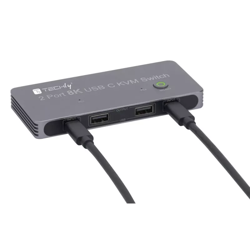 Techly IDATA KVM-DPC8K Διακόπτης KVM γκρι