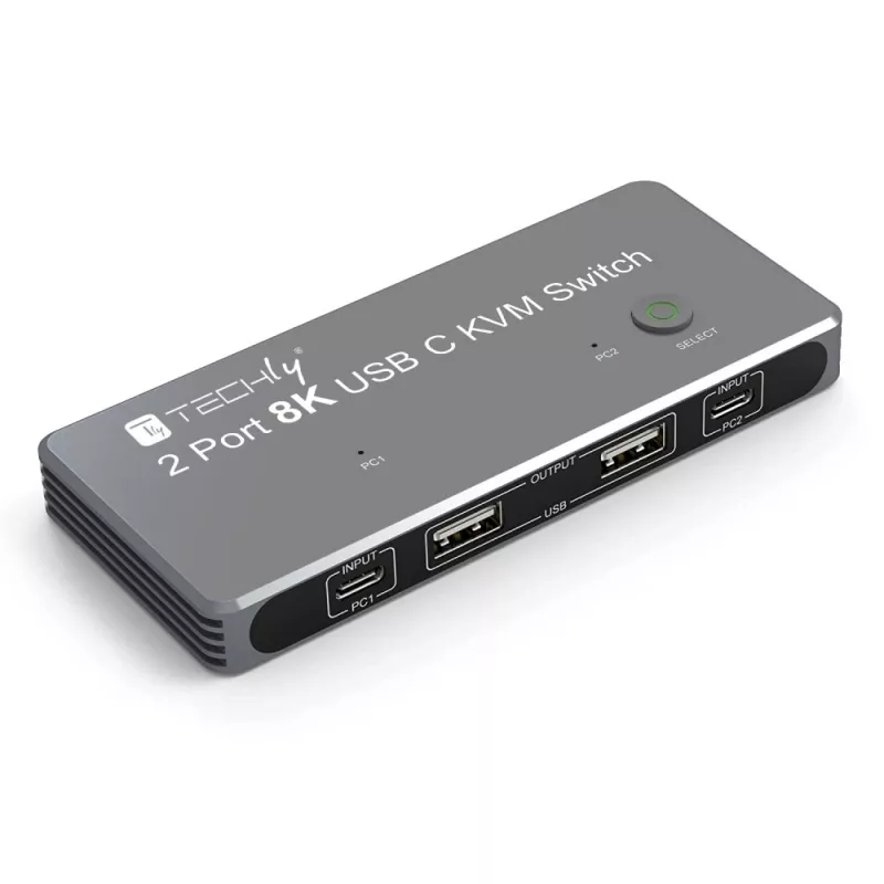 Techly IDATA KVM-DPC8K Διακόπτης KVM γκρι