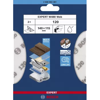 Φύλλο λείανσης Bosch W480, λεπτόκοκκο P240, 115×140 mm, 2 τεμ.