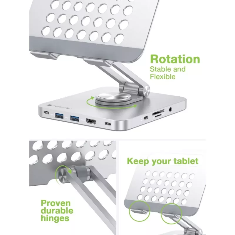 Techly Βάση tablet με hub USB-C 8 σε 1 και docking station