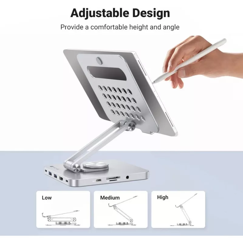 Techly Βάση tablet με hub USB-C 8 σε 1 και docking station