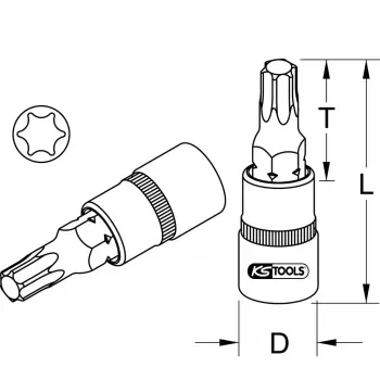 KS Tools 1/4 ίντσας καρυδάκι bit TX, T30 (911.1446)