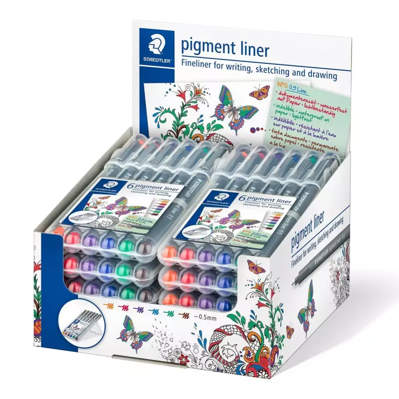 Staedtler Pigment Liner 308 Fineliner, 0,5 mm, Συσκευασία 6 τεμ.
