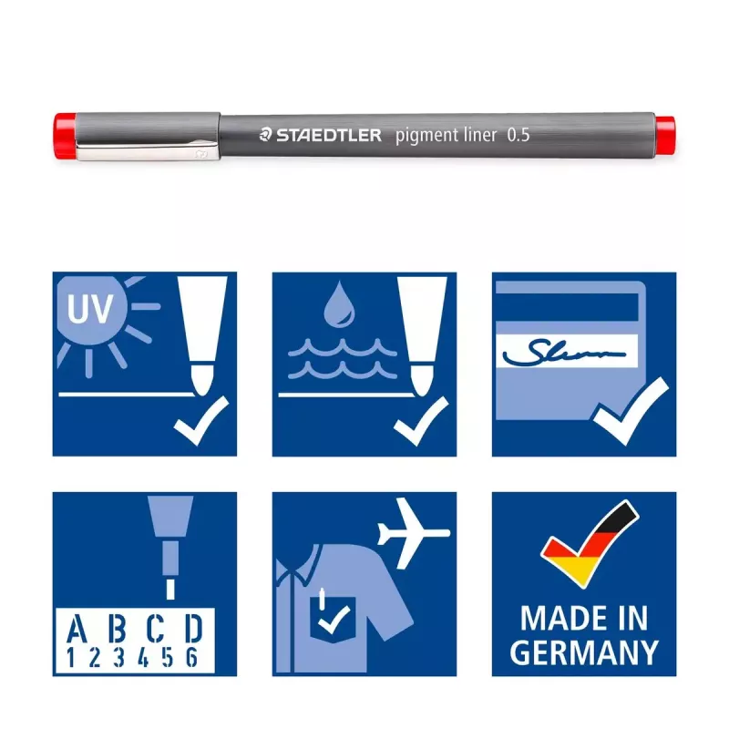 Staedtler Pigment Liner 308 Fineliner, 0,5 mm, Συσκευασία 6 τεμ.