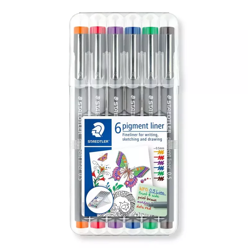 Staedtler Pigment Liner 308 Fineliner, 0,5 mm, Συσκευασία 6 τεμ.