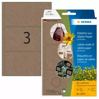 HERMA 2075 Αυτοκόλλητες ετικέτες ορθογώνιες με στρογγυλεμένες γωνίες μόνιμες καφέ 72 τεμ.