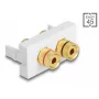 Delock Easy 45 Snap-in module, 2 x Binding Post, δακτύλιος κόκκινος/μαύρος, Λευκό RAL 9003 (81397)