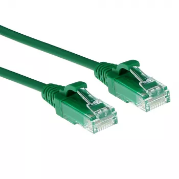 ACT πράσινο 0.5 μέτρα LSZH U/UTP CAT6 Slimline καλώδιο patch, χωρίς προστασία γλωττίδας, βύσματα RJ45
