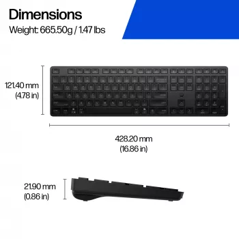 HP 490K Multi-Device Dual-Mode πληκτρολόγιο, Full-Size (100%), ασύρματο, USB + Bluetooth, QWERTY, μαύρο