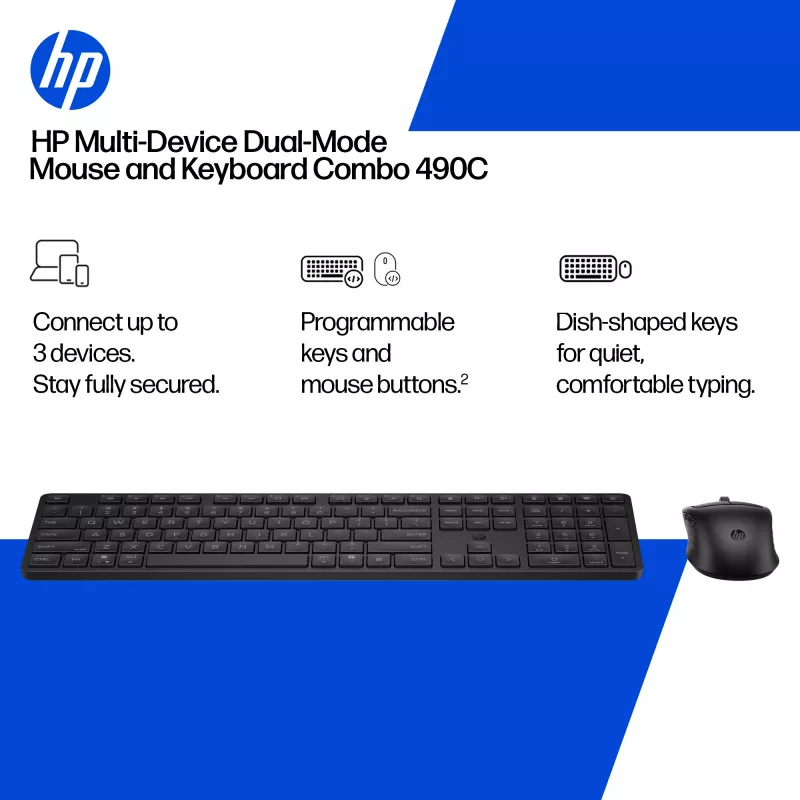 HP 490C Multi-Device Dual-Mode σετ πληκτρολογίου και ποντικιού, λευκό