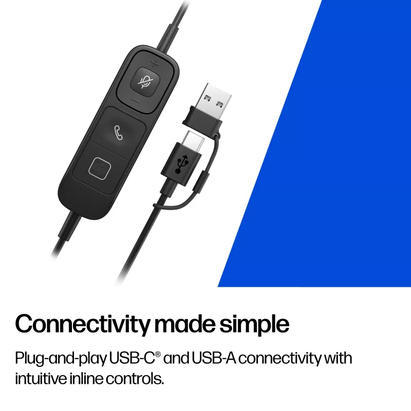 Ενσύρματο στερεοφωνικό USB headset HP Poly Mission 625 — over-ear, 147 g, σύνδεση USB (Bulk)