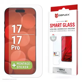 DISPLEX Smart Glass (9H) για Apple iPhone 17/17 Pro, αυτοκόλλητο τοποθέτησης, άθραυστο