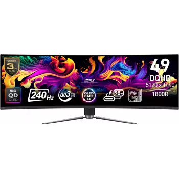 MSI MPG 491CQPX QD-OLED Οθόνη υπολογιστή 124,5 cm (49 ίντσες) 5120 x 1440 Pixel Dual QHD Μαύρο