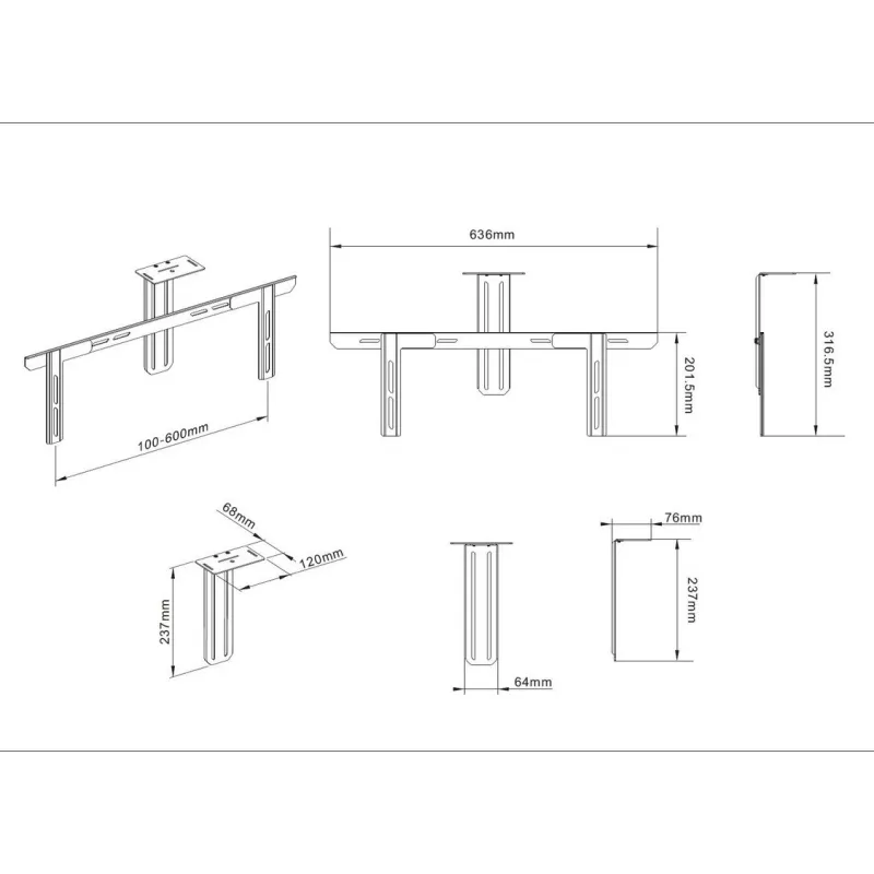 Βάση Multibrackets M Universal Camera Holder 55 ίντσες–110 ίντσες μαύρο ατσάλι