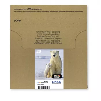 Epson Polar bear Multipack 4 χρωμάτων 26 EasyMail, τυπικής απόδοσης, Μαύρο, Cyan, Magenta, Κίτρινο, χρωστική μελάνη, βαφή μελάνη, 6,2 ml, 4,5 ml