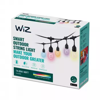 WiZ String Lights, Έξυπνη φωτογραφική αλυσίδα, Wi-Fi/Bluetooth, Μαύρο, Wi-Fi 4 (802.11n), 802.11b, 802.11g, LED, Πλαστικό