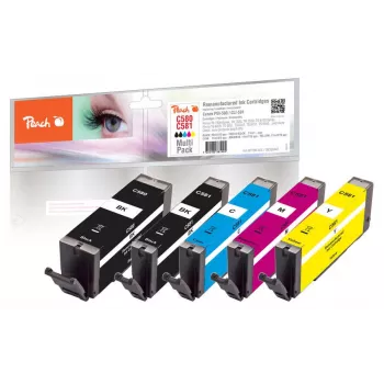 Peach PI100-356 μελανοδοχείο 5 τεμ. συμβατό τυπικής εμβέλειας μαύρο, κυανό, ματζέντα, κίτρινο