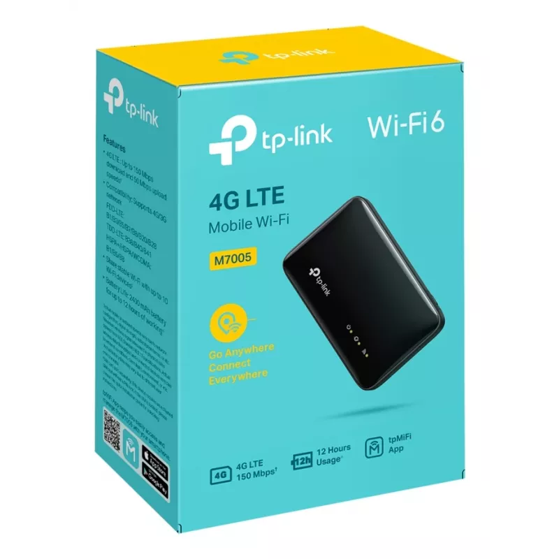 Ασύρματος router 4G TP-Link M7005, Single-Band 2,4 GHz, NanoSIM, Wi-Fi 6, μαύρο