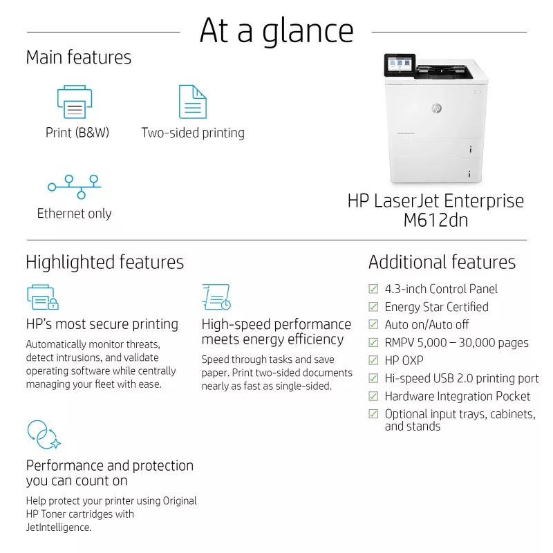 Εκτυπωτής HP LaserJet Enterprise M612dn Laser λευκός