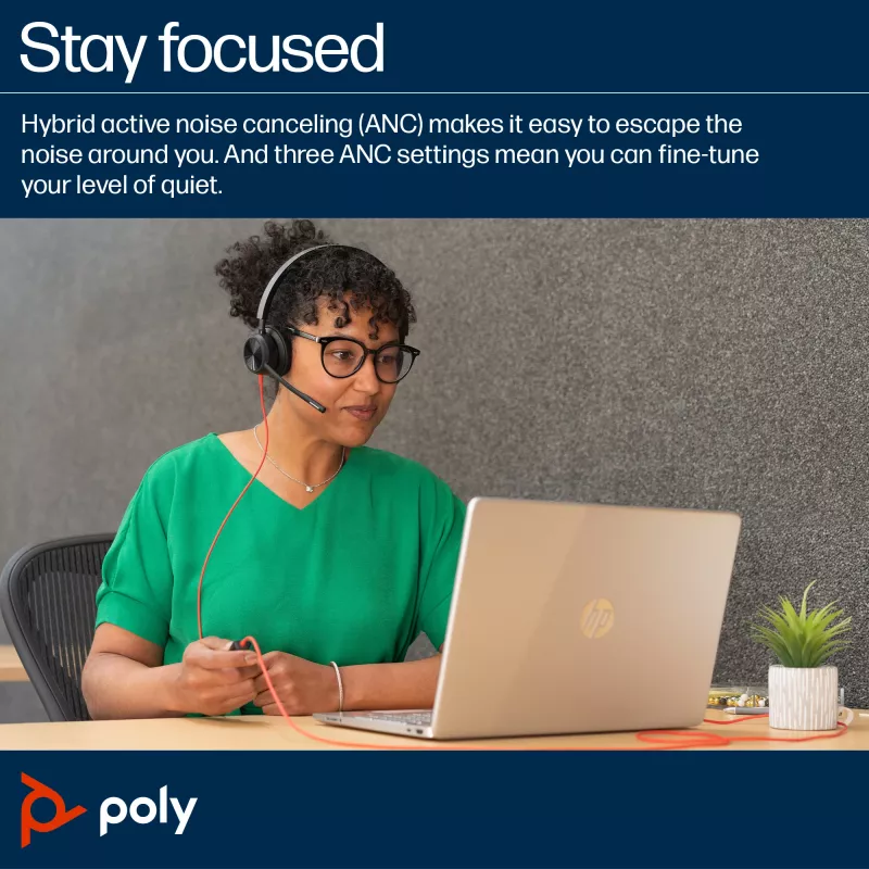 HP Poly Poly Blackwire 8225 Microsoft Teams Certified USB-C Headset