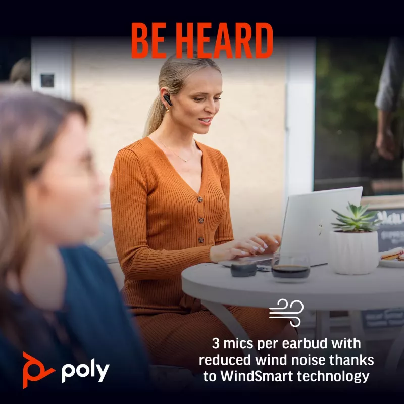 HP Poly Voyager Free 60 UC M Carbon μαύρα ακουστικά earbuds +BT700 προσαρμογέας USB-C +Basic Charge Case
