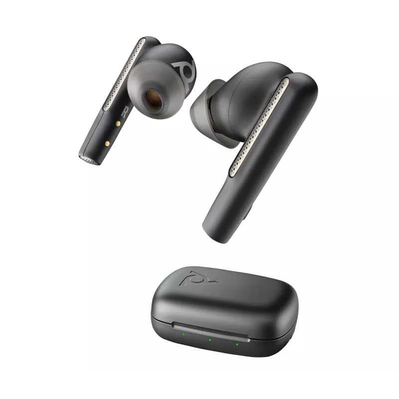 HP Poly Voyager Free 60 UC M Carbon μαύρα ακουστικά earbuds +BT700 προσαρμογέας USB-C +Basic Charge Case