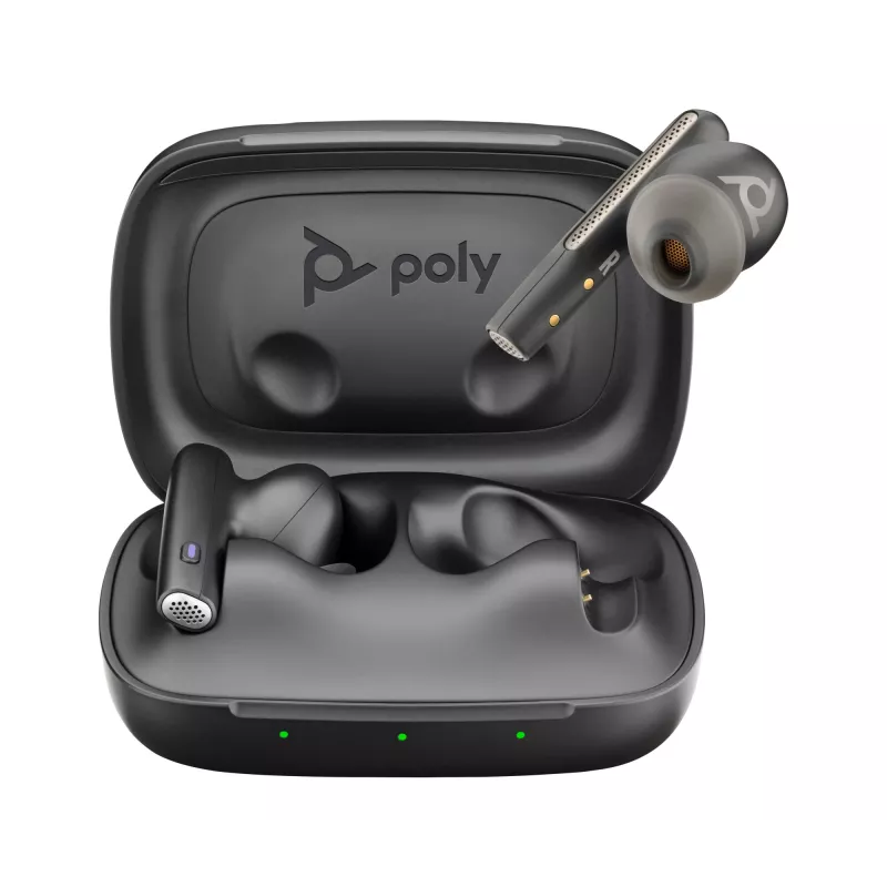 HP Poly Voyager Free 60 UC M Carbon μαύρα ακουστικά earbuds +BT700 προσαρμογέας USB-C +Basic Charge Case
