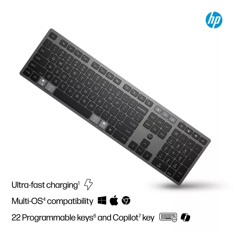HP 720 επαναφορτιζόμενο ασύρματο πληκτρολόγιο πολλαπλών συσκευών