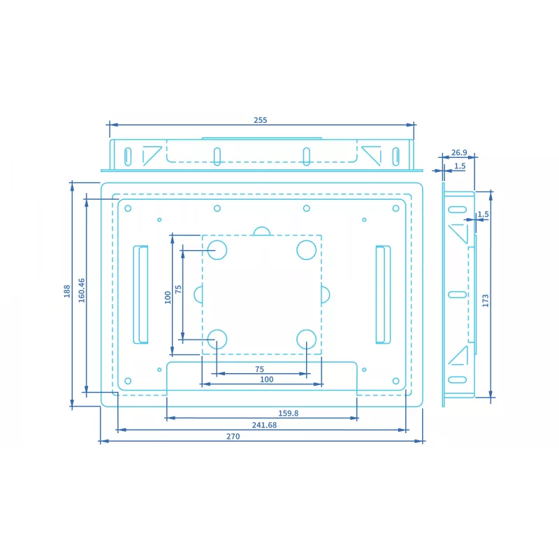 ProDVX FM-10S — μαύρη βάση οθόνης, 270×188×27,4 mm, 0,67 kg, 1 τεμ.