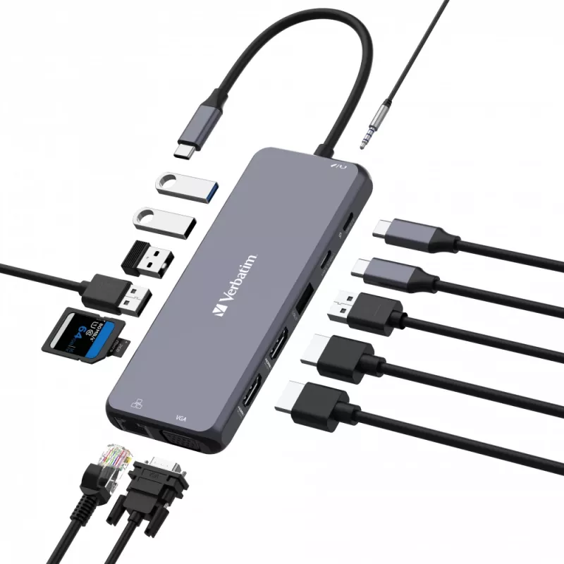 Verbatim CMH-14 USB Type-C 5000 Mbit/s ασημί