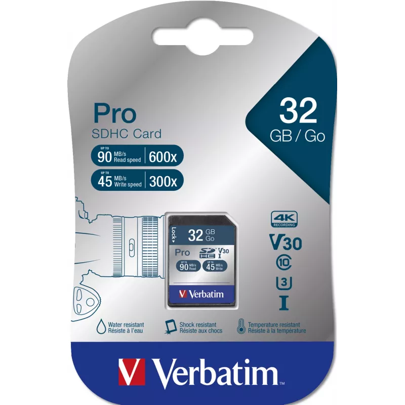 Μνήμη flash Verbatim Pro 32 GB SDHC UHS Κλάση 10