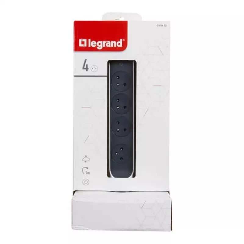 Legrand 049410 επέκταση ρεύματος 2 m 4 πρίζες AC εσωτερικού χώρου γκρι, λευκό