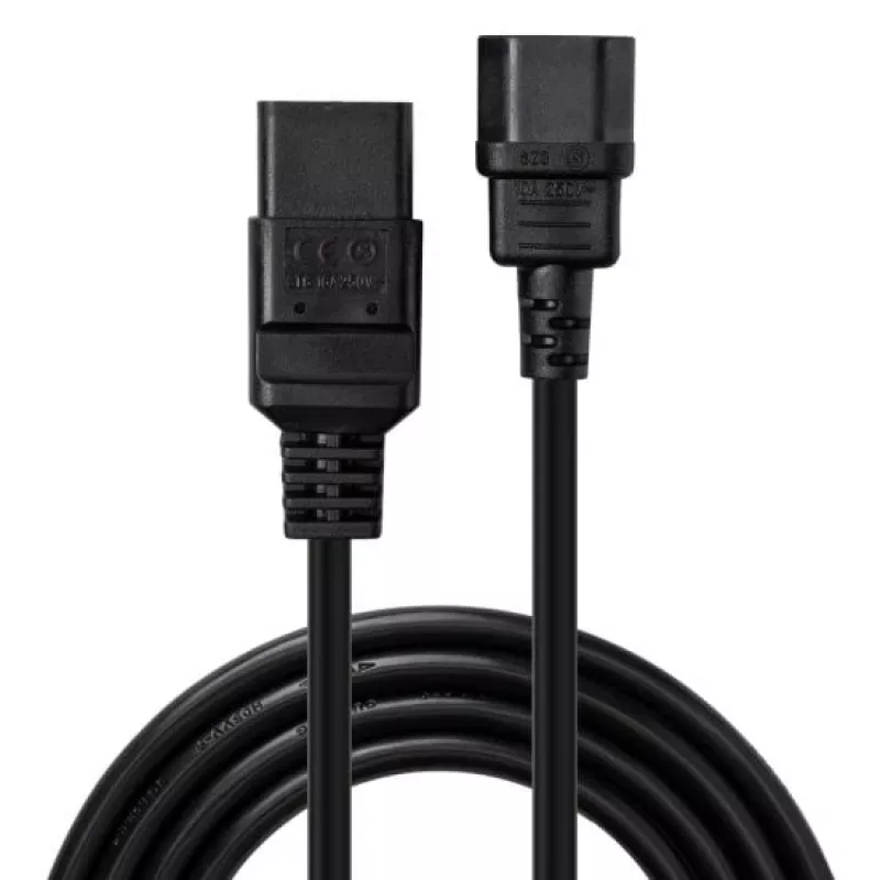 Lindy 2m Καλώδιο επέκτασης τροφοδοσίας C14 σε C19, Μαύρο, 2 m, IEC C14, IEC C19, 250 V