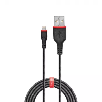 Lindy 1m Ενισχυμένο καλώδιο USB Type-A σε Lightning, 1 m, Lightning, USB A, αρσενικό, αρσενικό, Μαύρο