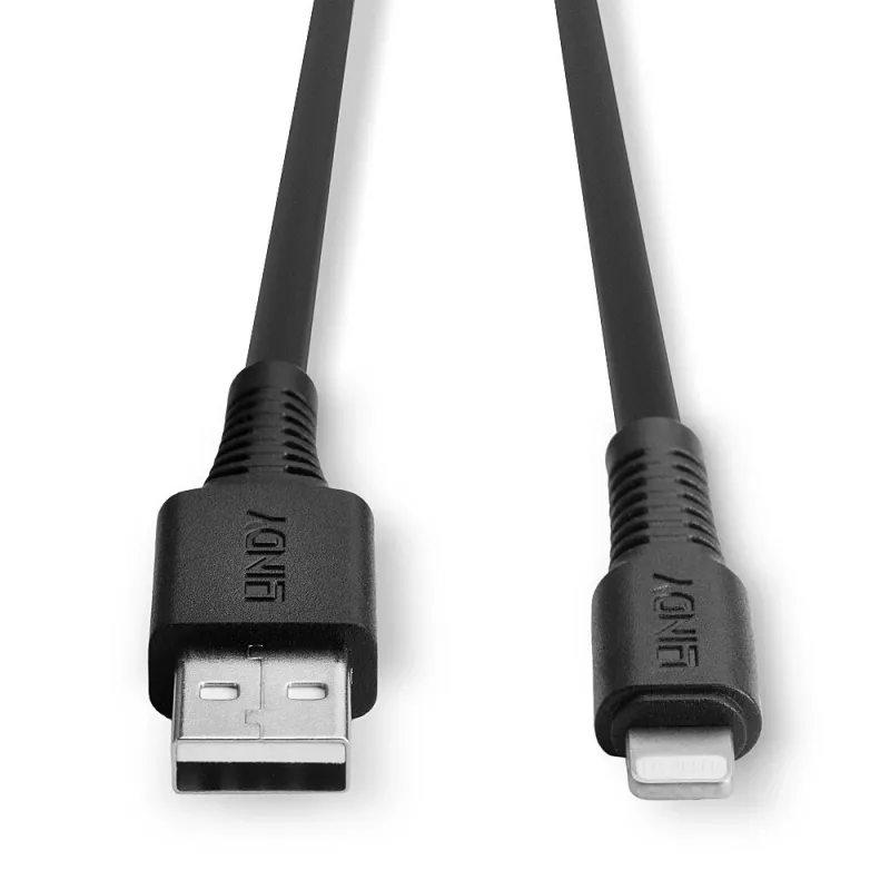 Lindy 2m Καλώδιο USB Type-A σε Lightning, Μαύρο, 2 m, Lightning, USB A, Μαύρο, ευθύ, ευθύ