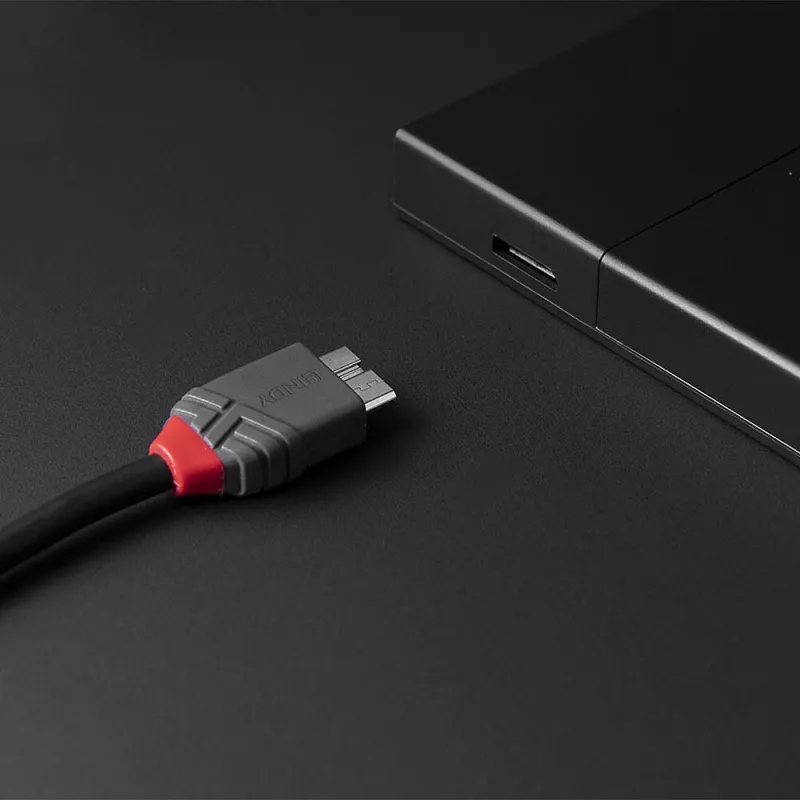 Lindy 2m Καλώδιο USB 3.2 Type C σε Micro-B, Anthra Line, 2 m, USB C, Micro-USB B, USB 3.2 Gen 1 (3.1 Gen 1), Μαύρο
