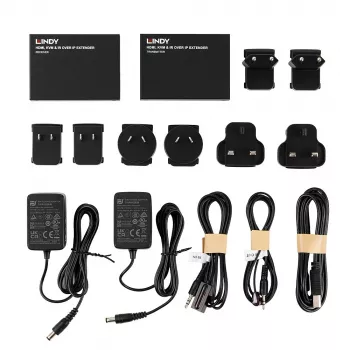 Lindy HDMI, KVM & IR over IP Extender, Πομπός & Δέκτης, Ενσύρματο, 150 m, Cat5e, Cat6, μαύρο, Μέταλλο