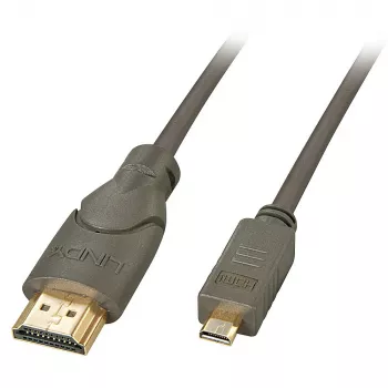 Lindy 0,5 m Καλώδιο High Speed Micro HDMI σε HDMI, 0,5 m, HDMI Type A (Standard), HDMI Type D (Micro), 3D, 10,2 Gbit/s, μαύρο