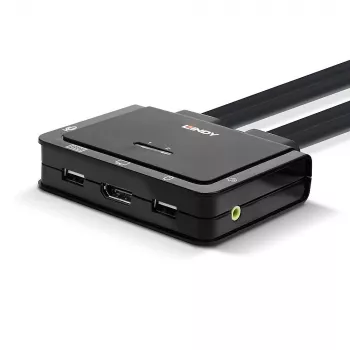 Lindy KVM Switch 2 Θυρών DisplayPort 1.2, USB 2.0 και Audio με Καλώδιο