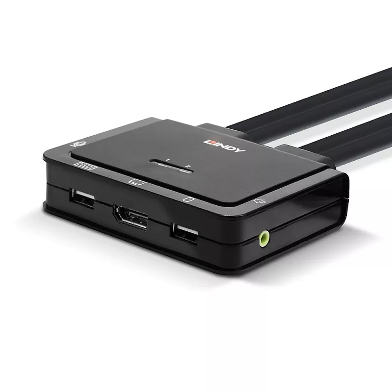 Lindy KVM Switch 2 Θυρών DisplayPort 1.2, USB 2.0 και Audio με Καλώδιο
