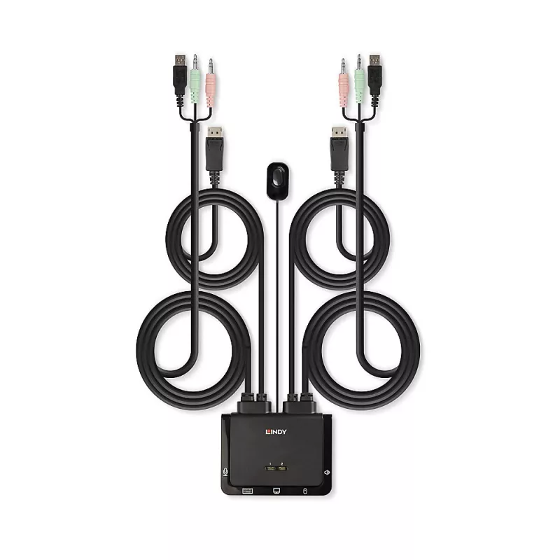 Lindy KVM Switch 2 Θυρών DisplayPort 1.2, USB 2.0 και Audio με Καλώδιο