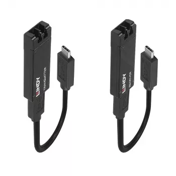 Lindy 100m Επέκταση USB 3.2 Type C Οπτικής Ίνας, Πομπός & Δέκτης Δικτύου, 100 m, 10000 Mbit/s, Fiber, USB 3.2 Gen 1 (3.1 Gen 1) Type-C, μαύρο
