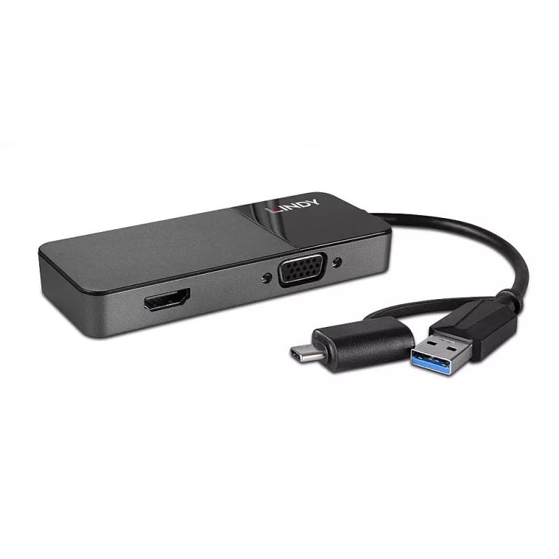 Lindy 43354 Σταθμός σύνδεσης laptop/USB port replicator USB 3.2 Gen 1 (3.1 Gen 1) Type-A + Type-C μαύρο