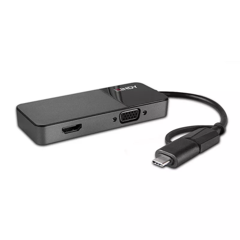 Lindy 43354 Σταθμός σύνδεσης laptop/USB port replicator USB 3.2 Gen 1 (3.1 Gen 1) Type-A + Type-C μαύρο